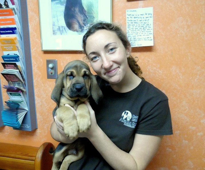 Mariel holding puppy