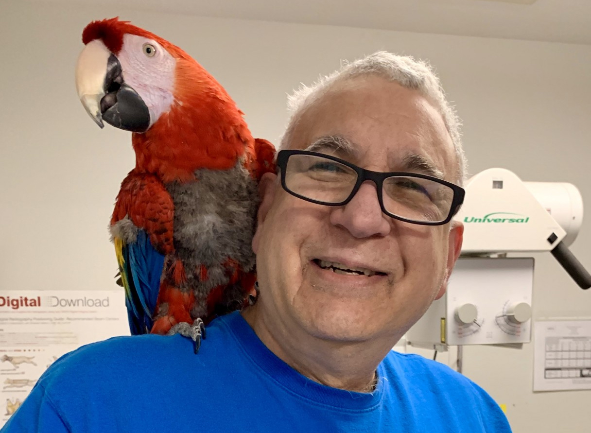 Man with parrot